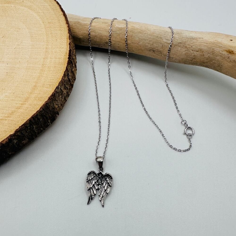 Sterling Silver Angel Wings Pendant Necklace